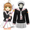 Image of Japanese Anime Card Captor Sakura Cosplay Costumes Girls Navy Collar Sailor School Uniform Suit Women Pleated Skirts Party Dress