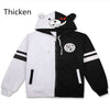 Image of Anime Danganronpa Monokuma Cosplay Costume Unisex Hoodie Sweatshirt Hooded Black White Bear Long Sleeve daily casual coat Jacket