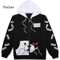 Anime Danganronpa Monokuma Cosplay Costume Unisex Hoodie Sweatshirt Hooded Black White Bear Long Sleeve daily casual coat Jacket