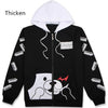 Image of Anime Danganronpa Monokuma Cosplay Costume Unisex Hoodie Sweatshirt Hooded Black White Bear Long Sleeve daily casual coat Jacket