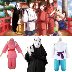 Anime Movie Spirited Away No Face Man Cosplay Costume Full Set  Robe + Gloves + Black/Purple Mask  Chihiro Cosplay  Costume